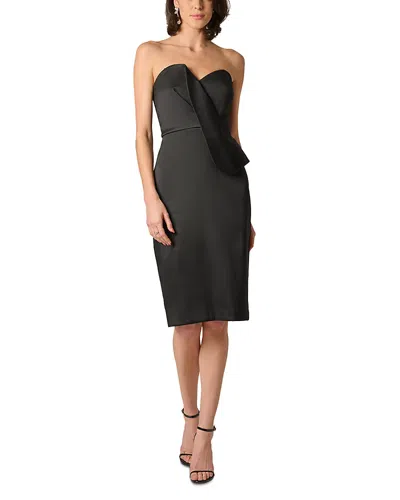 Aidan Mattox Stretch Mikado Midi Dress In Black