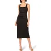 Aidan Mattox Square-neck Stretch Mikado Midi Dress In Black