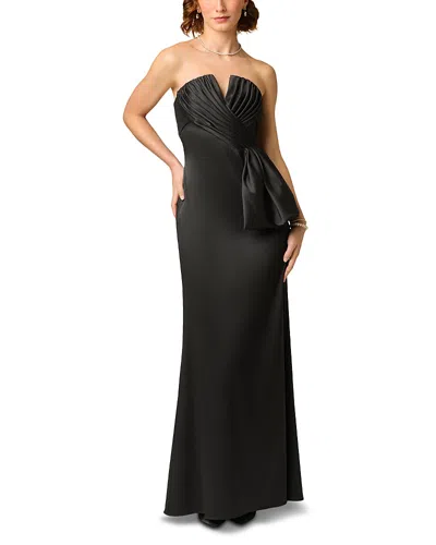 Aidan Mattox Stretch Mikado Pleated Bodice Gown In Black