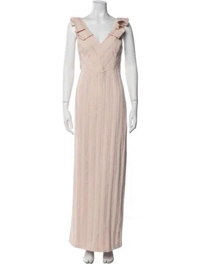 Pre-owned Aidan Mattox Striped Long Dress In Pink