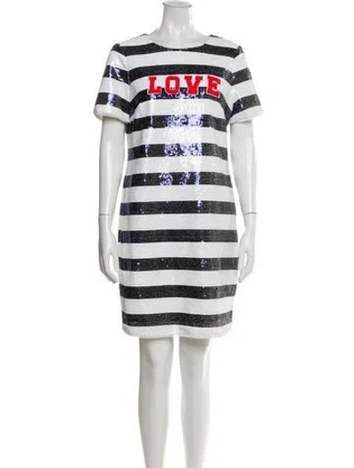 Pre-owned Aidan Mattox Striped Mini Dress In Blue