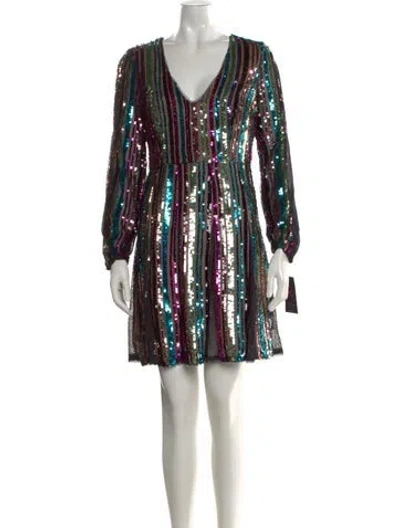 Pre-owned Aidan Mattox Striped Mini Dress In Multi