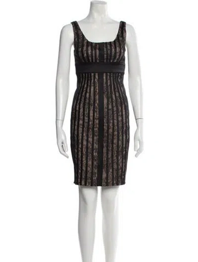 Pre-owned Aidan Mattox Striped Mini Dress In Neutral