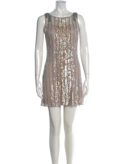 Pre-owned Aidan Mattox Striped Mini Dress In Neutral