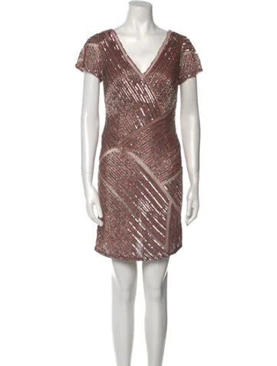 Pre-owned Aidan Mattox Striped Mini Dress In Purple