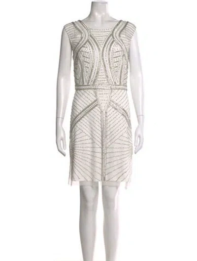 Pre-owned Aidan Mattox Striped Mini Dress In White