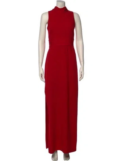Pre-owned Aidan Mattox Turtleneck Long Dress In Red