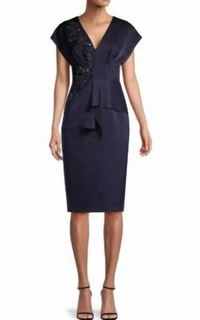 Aidan Mattox V-neck Cocktail Dress In Navy In Blue