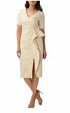 Aidan Mattox Jaquard Womens Pleated Midi Cocktail And Party Dress In Gold