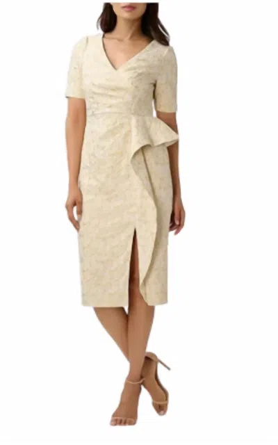 Aidan Mattox V-neck Sheath Dress In Light Gold In Beige