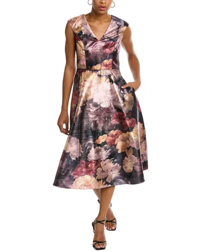 Aidan Mattox V-neck Cap Sleeve Dress In Multi