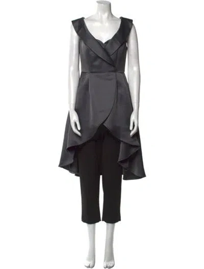Pre-owned Aidan Mattox V-neck Jumpsuit In Black