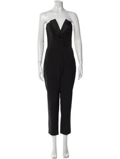 Pre-owned Aidan Mattox V-neck Jumpsuit In Black