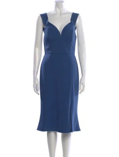 Pre-owned Aidan Mattox V-neck Knee-length Dress In Blue