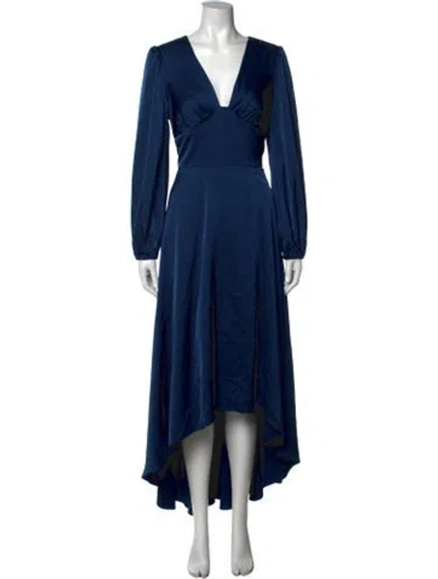 Pre-owned Aidan Mattox V-neck Long Dress In Blue