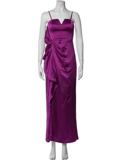 Pre-owned Aidan Mattox V-neck Long Dress In Pink