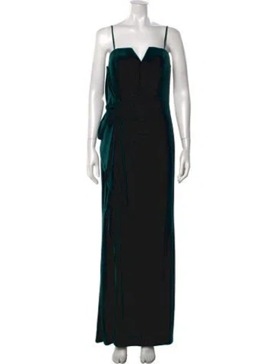 Pre-owned Aidan Mattox V-neck Long Dress W/ Tags In Blue