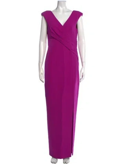 Pre-owned Aidan Mattox V-neck Long Dress W/ Tags In Purple