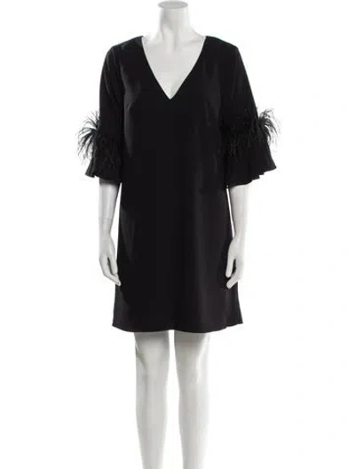 Pre-owned Aidan Mattox V-neck Mini Dress In Black
