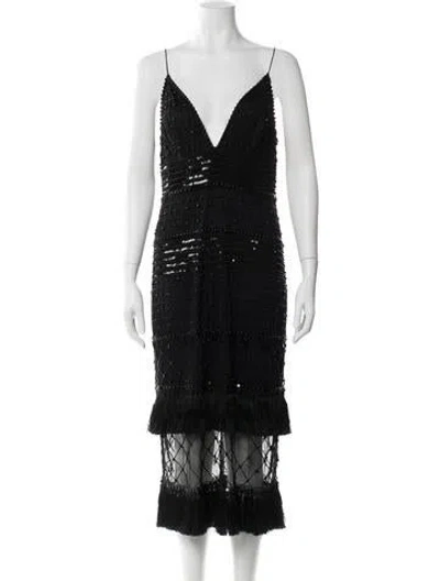 Pre-owned Aidan Mattox V-neck Mini Dress In Black