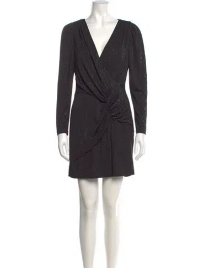 Pre-owned Aidan Mattox V-neck Mini Dress In Gray