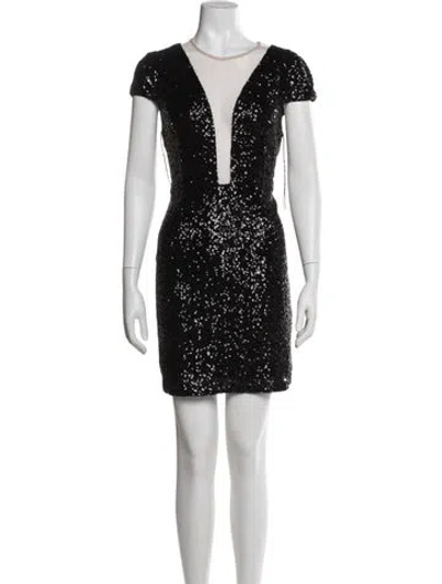 Pre-owned Aidan Mattox V-neck Mini Dress In Multi