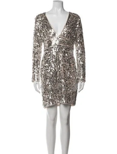 Pre-owned Aidan Mattox V-neck Mini Dress In Multi