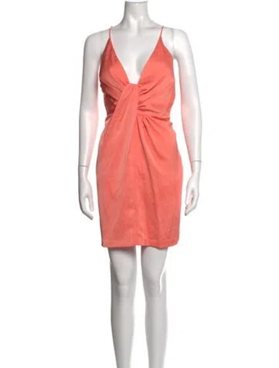 Pre-owned Aidan Mattox V-neck Mini Dress In Orange/pink
