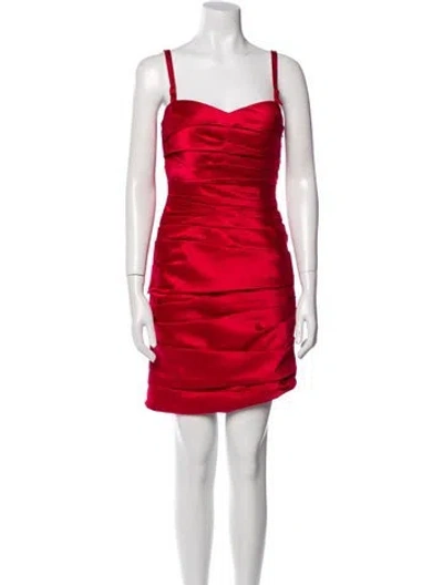 Pre-owned Aidan Mattox V-neck Mini Dress In Red