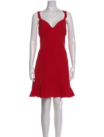 Pre-owned Aidan Mattox V-neck Mini Dress In Red