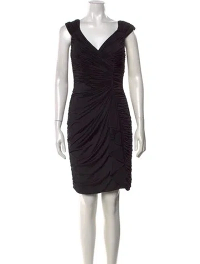 Pre-owned Aidan Mattox V-neck Mini Dress W/ Tags In Black