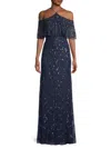 AIDAN MATTOX WOMEN'S BEADED EMBELLISHED OFF THE SHOULDER GOWN