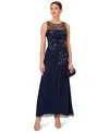 Aidan Mattox Aidan By  Women's Beaded Maxi Dress In Blue