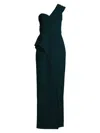 Aidan Mattox Women's Bonded Crepe Column Gown In Forest