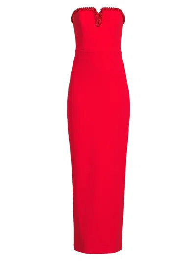 Aidan Mattox Women's Bonded Crepe Column Gown In Red