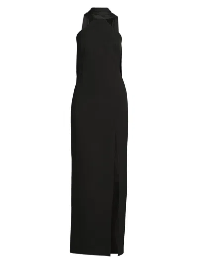 Aidan Mattox Women's Bonded Crêpe Scarf Column Gown In Black