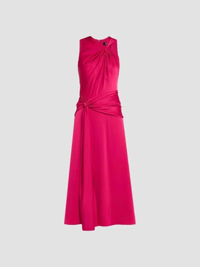 Aidan Mattox Women's Draped Satin Midi Dress In Bright Rose