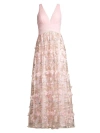 AIDAN MATTOX WOMEN'S FLORAL EMBROIDERED GOWN