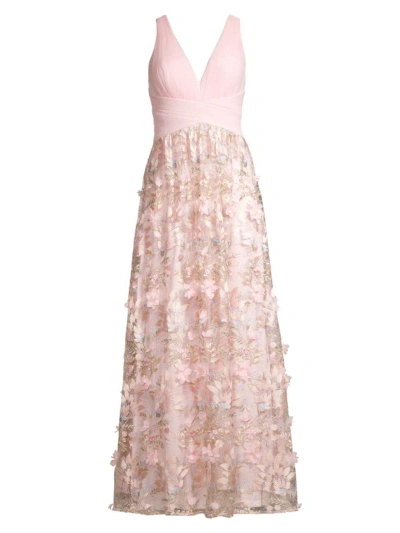 Aidan Mattox Women's Floral Embroidered Gown In Pink Multi