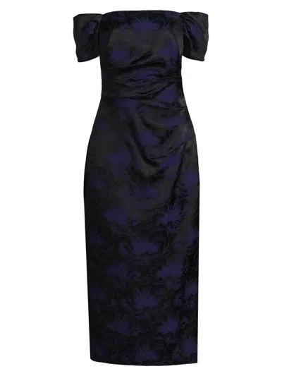 Aidan Mattox Women's Floral Jacquard Off-the-shoulder Cocktail Dress In Blue