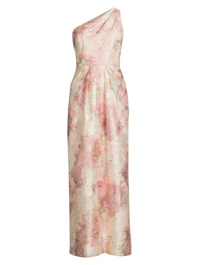 Aidan Mattox Women's Jacquard One-shoulder Gown In Multi