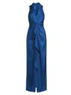 Aidan Mattox Women's Ruffle Satin Column Gown In Deep Ocean