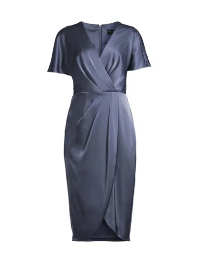 Aidan Mattox Women's Satin Crêpê Midi-dress In Stormy Sky