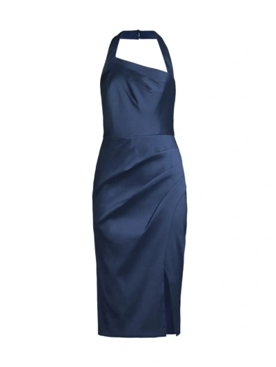 Aidan Mattox Women's Satin Halterneck Dress In Navy