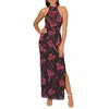 Aidan Mattox Womens Beaded Halter Evening Dress In Multi