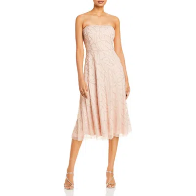 Aidan Mattox Womens Beaded Midi Cocktail And Party Dress In Pink
