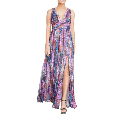 Aidan Mattox Womens Chiffon V-neck Evening Dress In Multi