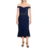 Aidan Mattox Womens Embellished Off The Shoulder Midi Dress In Blue