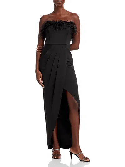 Aidan Mattox Womens Feathers Column Cocktail And Party Dress In Black