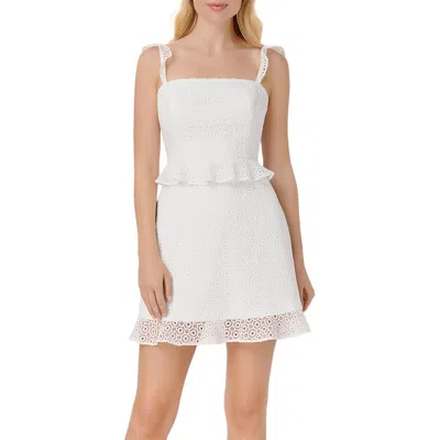 Aidan Mattox Womens Lace Mini Fit & Flare Dress In White